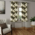 thumbnail image 2 of Ambesonne Victorian Grommet Curtain, Baroque Curlicue Floral, 50"x63", Mustard Black and White, 2 of 5