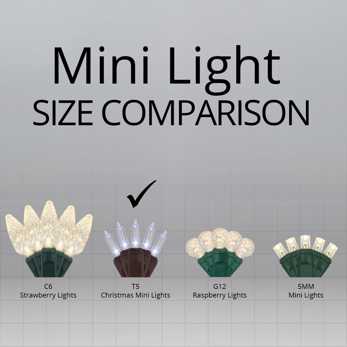 Wintergreen Lighting T5 LED Mini Lights Brown Wire Christmas Lights, Brown Wired Clear Mini Lights, LED Christmas Lights, 50 Lights