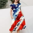 thumbnail image 3 of Kid Girl Dress Ruffled Sleeve Tiered Swing A-Line Casual 4th Of July Dress For Girls Birthday Dress For Girls Cute Midi Casual Sundress, 3 of 5
