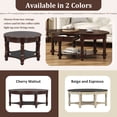 thumbnail image 4 of Vintage Oval Coffee Table with Drawer and Storage Shelf,45“ Antique Coffee Table for Living Room,Country Accent,Espresso, 4 of 7