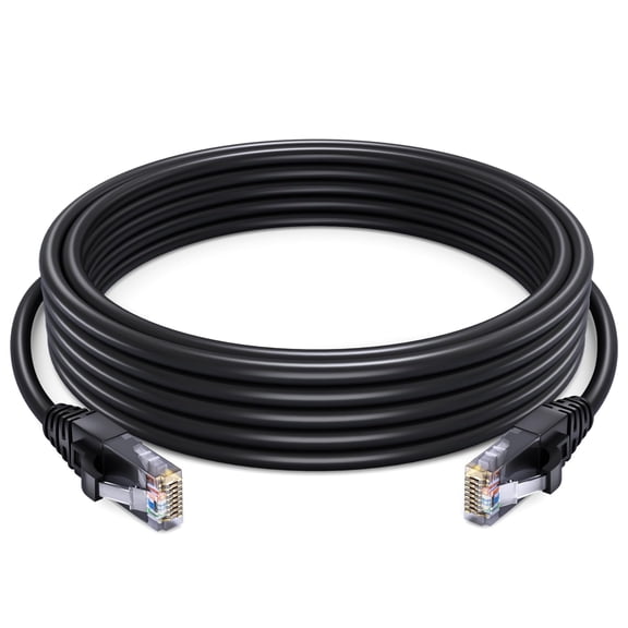 Ethernet Cable 10 ft CAT6 High Speed Internet Network LAN Cable Cord, Outdoor Waterproof (Black)