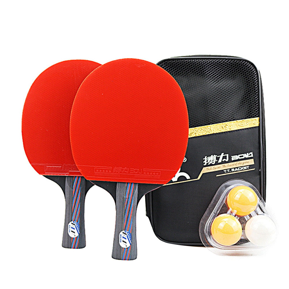 Carbon Fiber Table Tennis Racket Pimples-in Rubber Ping Pong Bat Paddle with Bag 