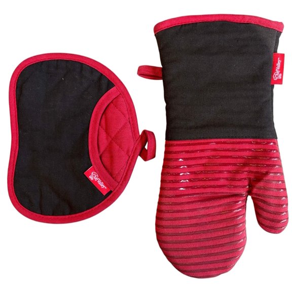 2 Pcs, Cotton and Neoprene Oven Mitt and Pot Holder Kitchen Sets.