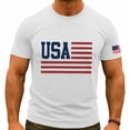 thumbnail image 4 of Mens Summer July 4th Tshirts Short Sleeve USA Flag Patriotic Graphic Tees Crewneck Casual Top Shirts White, XL, 4 of 5
