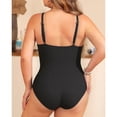 thumbnail image 5 of SOMER One Piece Swimsuit Women Plus Size Swimsuit for Womens Bathing Suits Low-cut Tummy Control Front Cross Bathing Suits Slimming Black Dots V Neck Swimwear High Waisted Oversized, 5 of 7