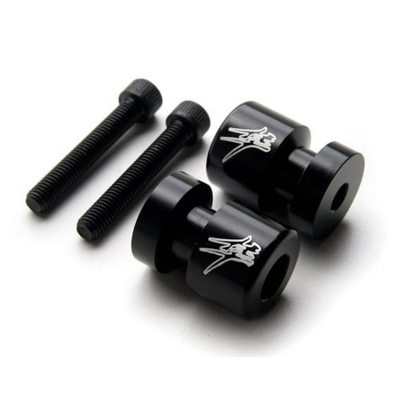 Krator Black "Hayabusa" Logo Engraved Swingarm Spools Sliders - Compatible with Suzuki Hayabusa GSX1300R GSXR 600 750 1000 and More! (1992-2012)
