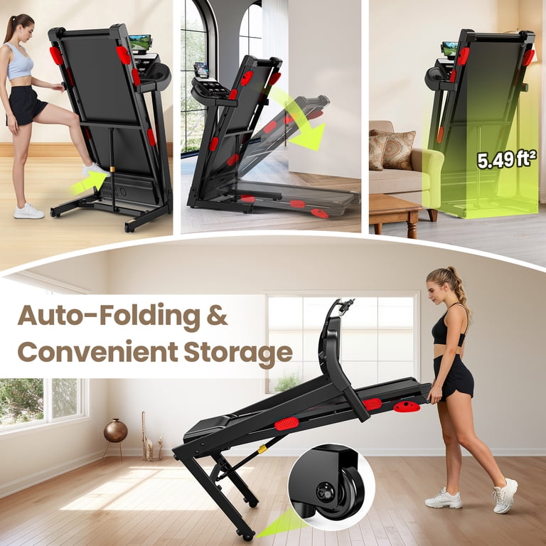 Famistar Foldable Treadmill 300 LB Capacity Incline Bluetooth