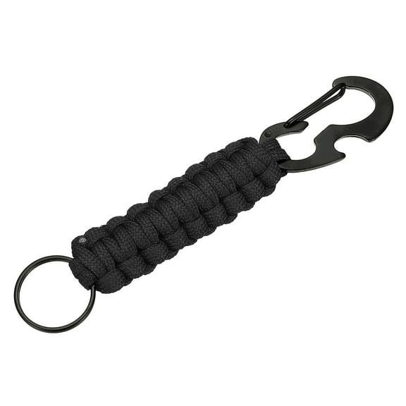 Uxcell Heavy Duty Braided Paracord Keychain, Paracord Keychains Landyard Necklace with Bottle Opener D Hook Clip for Camping Hiking Outdoor Activities Key Ring, Black