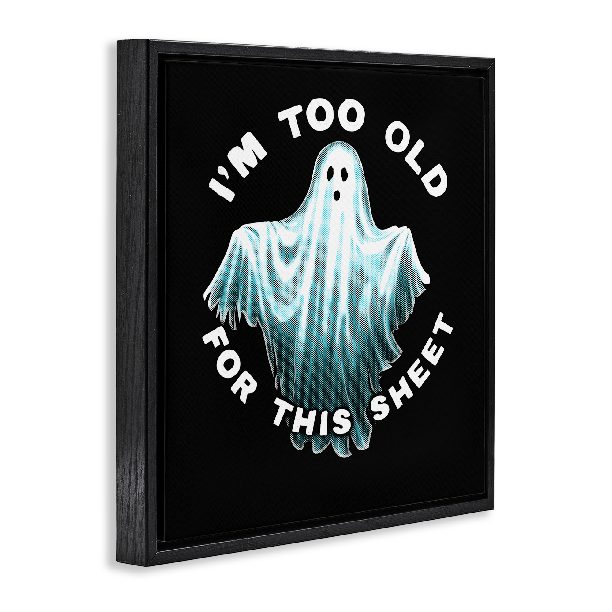 Stupell Industries Too Old For This Sheet Holiday Painting Black Floater Framed Canvas Art Print Wall Art, 18 x 18