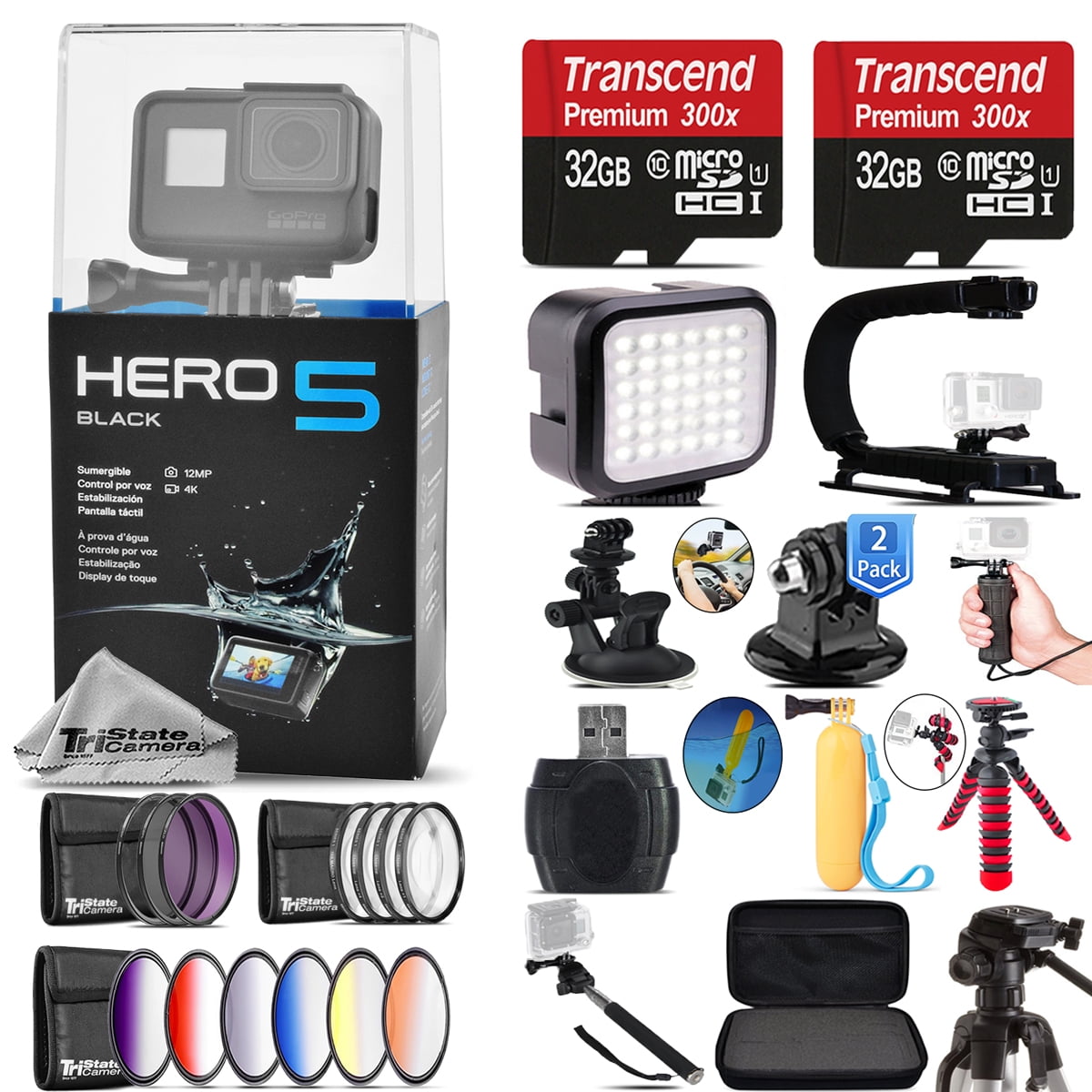 GoPro Hero5 Black 4K Ultra HD Camera + 13PC Filter Kit Set & More