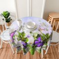 thumbnail image 4 of Spring Floral Tablecloth Round 60 Inch Purple Butterfly Tablecloths Waterproof Polyester Washable Table Cover Flowers Table Cloth for Kitchen Dining Room Indoor Outdoor Picnic Patio Party Decor, 4 of 6