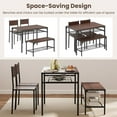 thumbnail image 2 of Demi Bonn 4-Piece Dining Table Set with Bench and 2 Chairs, 43"dustrial Kitchen Table with Metal Frame and Storage Rack, Perfect for Small Space, Walnut, 2 of 12