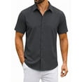 thumbnail image 2 of RICHCOIN Short Sleeve Mens Dress Shirts Casual Solid Shirts for Men Button Down Business Shirt, 2 of 7