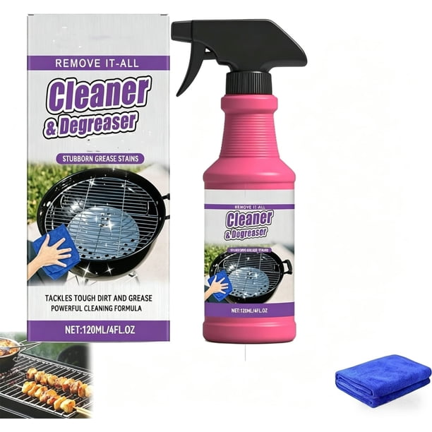 Limpiador Multiusos en Spray para Parrilla, Barbacoa, Rejillas de Horno, Planchas y Sartenes, 120ml, Desengrasante de Alta Resistencia, No Abrasivo, Seguro para Alimentos