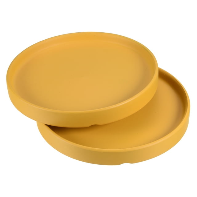 Unique Bargains 6' Ceramic Round Planter Saucer Flower Pot Drip Tray Coaster, Yellow 2 Pack