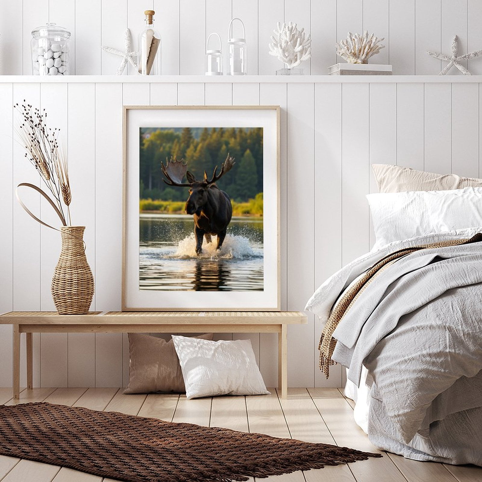 Diamond Art Kits for Adults - 5d Moose Splashes Forest Lake Serenity Diamond Painting for Adults, Diamond Art for Adults Beginners, Diamond Painting Kits for Adults for Home Wall Decor