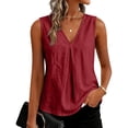 thumbnail image 5 of GZWYHT Womens Cotton Linen Tank Tops V Neck Casual Cami Sleeveless Blouses Basic Shirt Summer Clothes Fashion Outfits Red L, 5 of 7