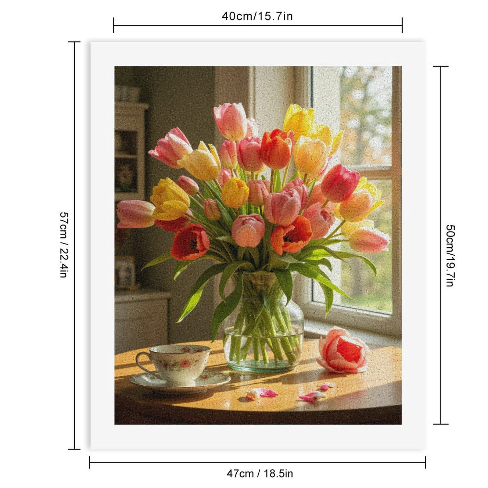 Paint by Numbers Kit for Adults, Tulip Bouquet Sunlit Morning Table Paint by Numbers, Easy Paint by Numbers Kit for Adults Beginner, DIY Adult Paint by Number Kits on Canvas, 12x16in Home Decor