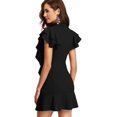 thumbnail image 2 of Vestido de fiesta de cóctel con dobladillo con volantes y manga corta con cuello anudado para mujer Zhivalor WRMH-221-7, 2 of 6