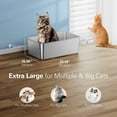 thumbnail image 5 of Stainless Steel Litter Box Extra Large, Bug Hull Open Top Cat Litter Box with High Sides, 23.6" x 15.6" x 8", 5 of 7