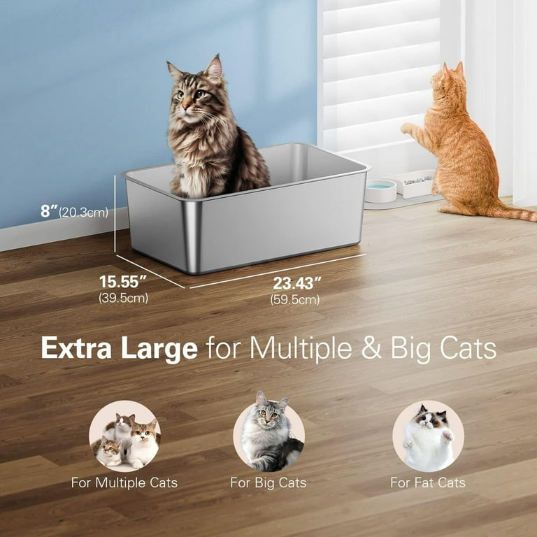 Bug Hull Stainless Steel Open Top Cat Litter Box, Extra Large photo 5