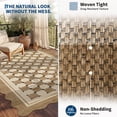 thumbnail image 3 of HIWEAVER Camel 3' x 5' Scalloped-edge Easy Jute Area Rug for Living Room Modern Bordered Plaid Indoor Outdoor Neutral Carpet for Patios Non Slip Washable Throw Mat for Home Decor, 3 of 6