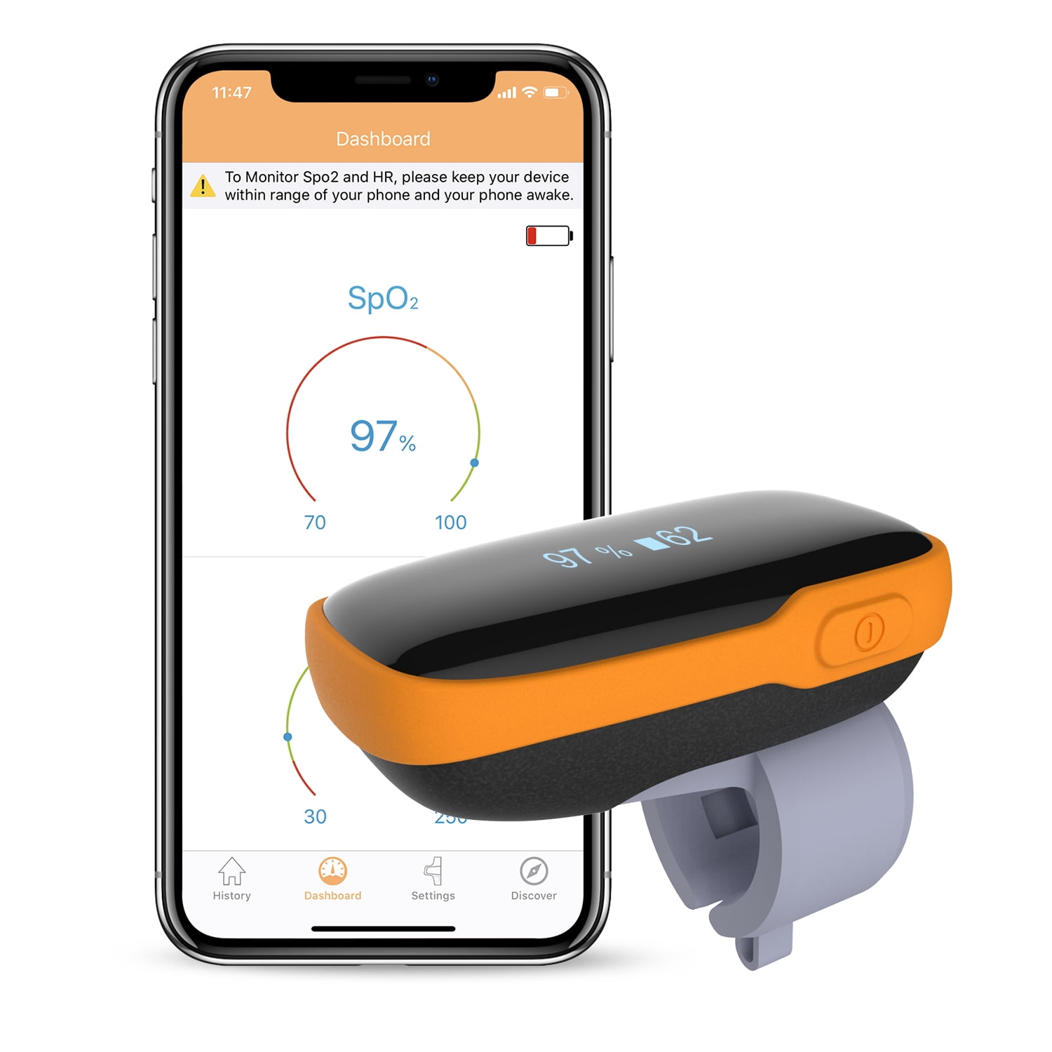 Vibeat Sport Ring WearO2 -  Wearable Finger Pulse Oximeter, Continuous Oxygen Monitor for Running/Hiking/Cycling