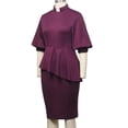 thumbnail image 2 of Afinprain Women's Clergy Dress with Tab Collar Peplum Waist and Puff Sleeve Church Minister Uniform, 2 of 8