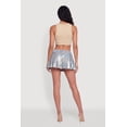 thumbnail image 4 of Women's Foil Screen Denim Pleated Micro Mini Skirt, 4 of 5