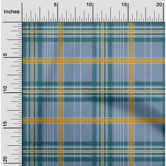 oneOone Viscose Chiffon Grayish Blue Fabric Madras Check Fabric For Sewing Printed Craft Fabric By The Yard 42 Inch Wide