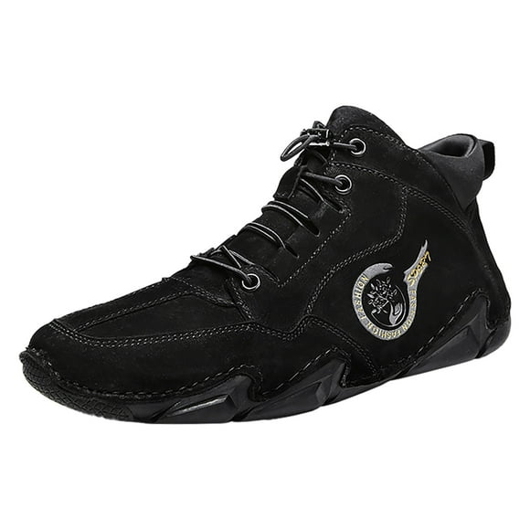 HBFAGFB Men's Shoes Winter Padded Leather High Top Short Boots Sport Sneakers Going Out Black Size 45