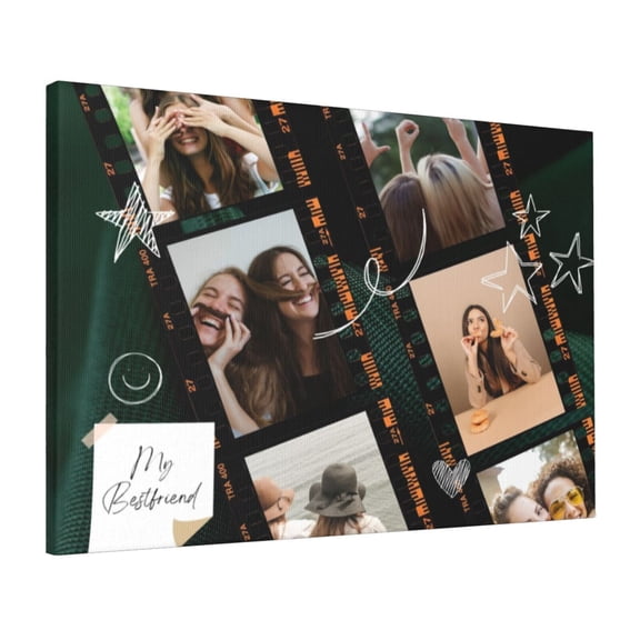 Custom Canvas Prints White And Black Modern Bestfriend Personalized Photo Image Collage DIY Framed Kit Wall Art Picture Room Decor 16x20 inch