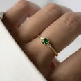 thumbnail image 2 of Dainty Emerald Ring, Emerald Stacking Ring, Gold Plated 925 Sterling Silver ring for Mother, 2 of 5