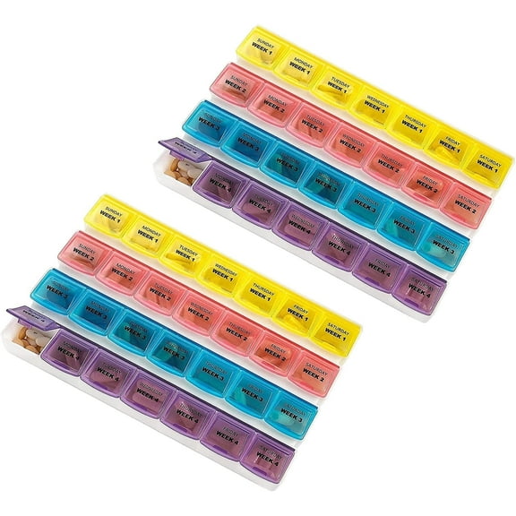 MEDca 28-Day Multicolor Pill Organizer Set, Monthly Planners (2-Pack)