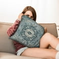 thumbnail image 7 of Green Boho Throw Pillow Covers with Monaco Rug Carpet Theme - 18x18 inch Set of 2 Cushion Cases, 7 of 7