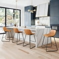 thumbnail image 6 of Carolayne 24" Bar Stools Set of 4, Counter Height Stools with Back for Kitchen Island and Dining Room, Faux Leather, Whisky Brown, 6 of 6
