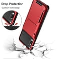 thumbnail image 4 of Case for iPhone Xs Case iPhone X Case Wallet ID Slot Credit Card Holder Scratch Resistant Dual Layer Protective Bumper Rugged TPU Rubber Armor Hard Shell Cover for iPhone X XS 10 10S (Red), 4 of 10