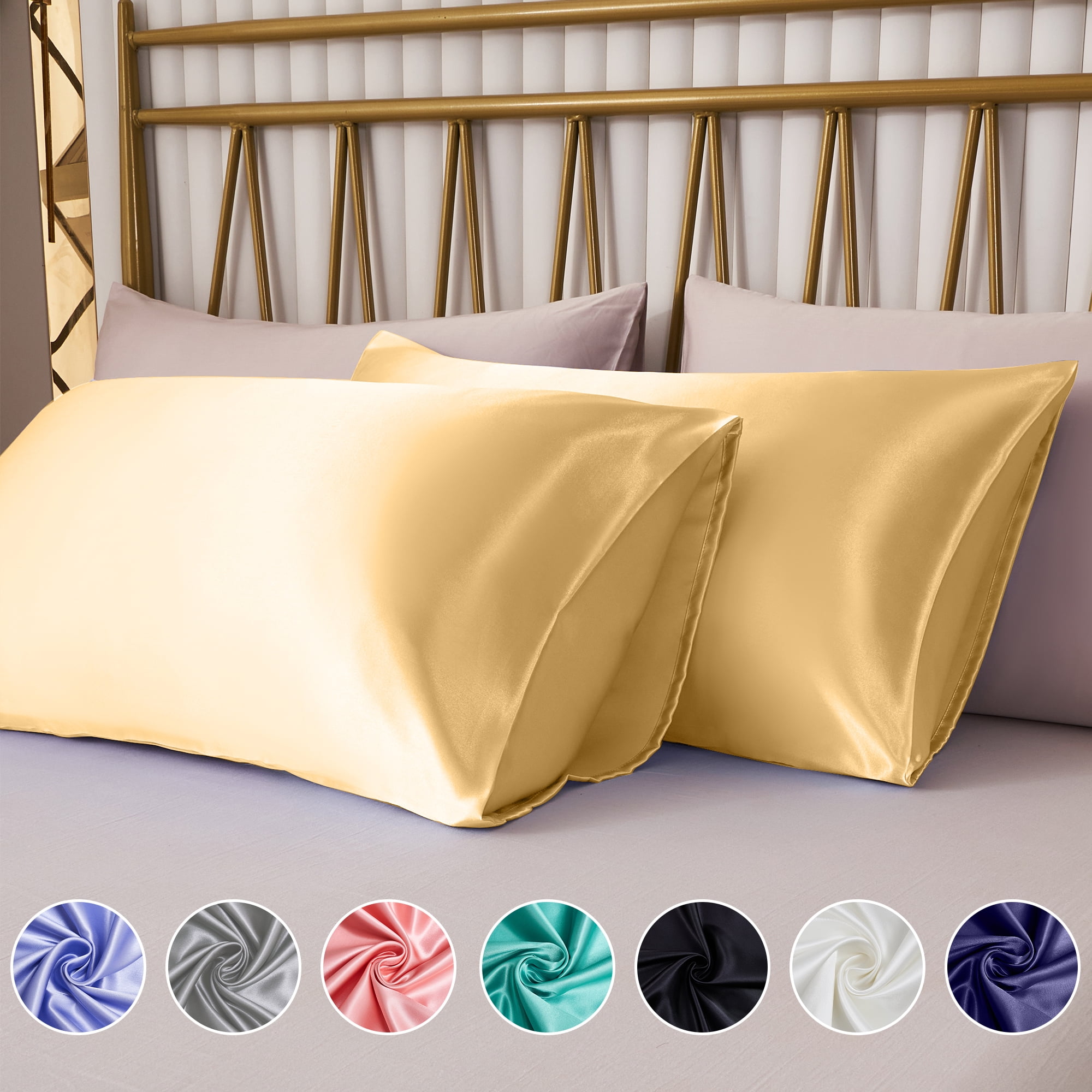 ANMINY Satin Pillowcase Set of 2 King Silk Bedding Pillowcases 40" x 20