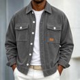 thumbnail image 6 of Men Corduroy Shacket Sevevn Long Sleeve Lapel Collar Button Front Jacket With Dual Chest Pockets For Daily Casual Wear Weekend Outings And Everyday Street Occasions, 6 of 8
