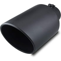 LCGP Diesel Exhaust Tip 4" Inlet, 8" Outlet 15" Length Truck Tailtip, Bolt-On, Rolled End Angle Cut Tailpipe, Black Powder Coated