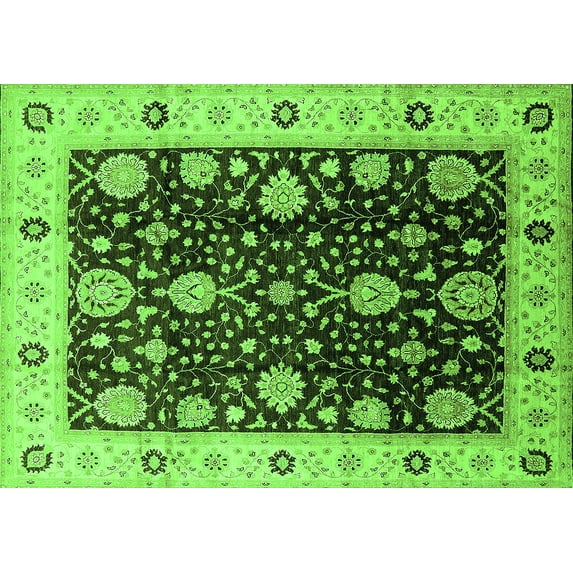 Ahgly Company Indoor Rectangle Oriental Green Traditional Area Rugs, 5' x 8'