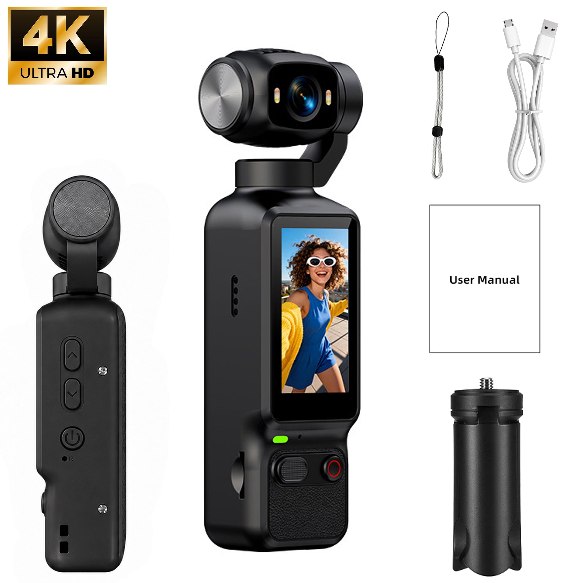 4K Vlogging Camera, Mini Camcorder, Pocket Digital Camera with 100MP Photos,1.54" IPS Screen, 4 Hours Power, 180° Rotating Lens & 32GB Card,Black