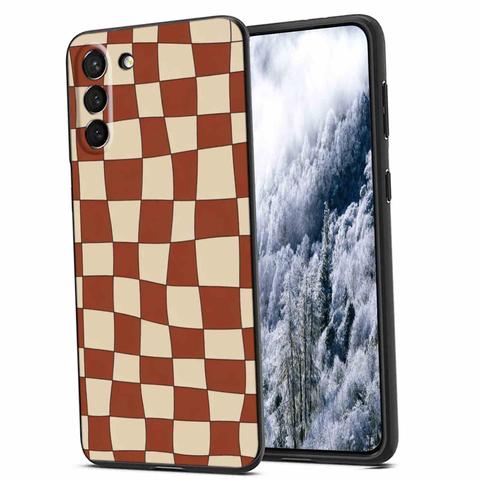 Checker board LV white phone case