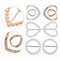 thumbnail image 2 of 6pcs Rhinestone Pearls Scarf Buckle Blouse Clasp Waist Buckle Shawl Ring Clip, 2 of 9