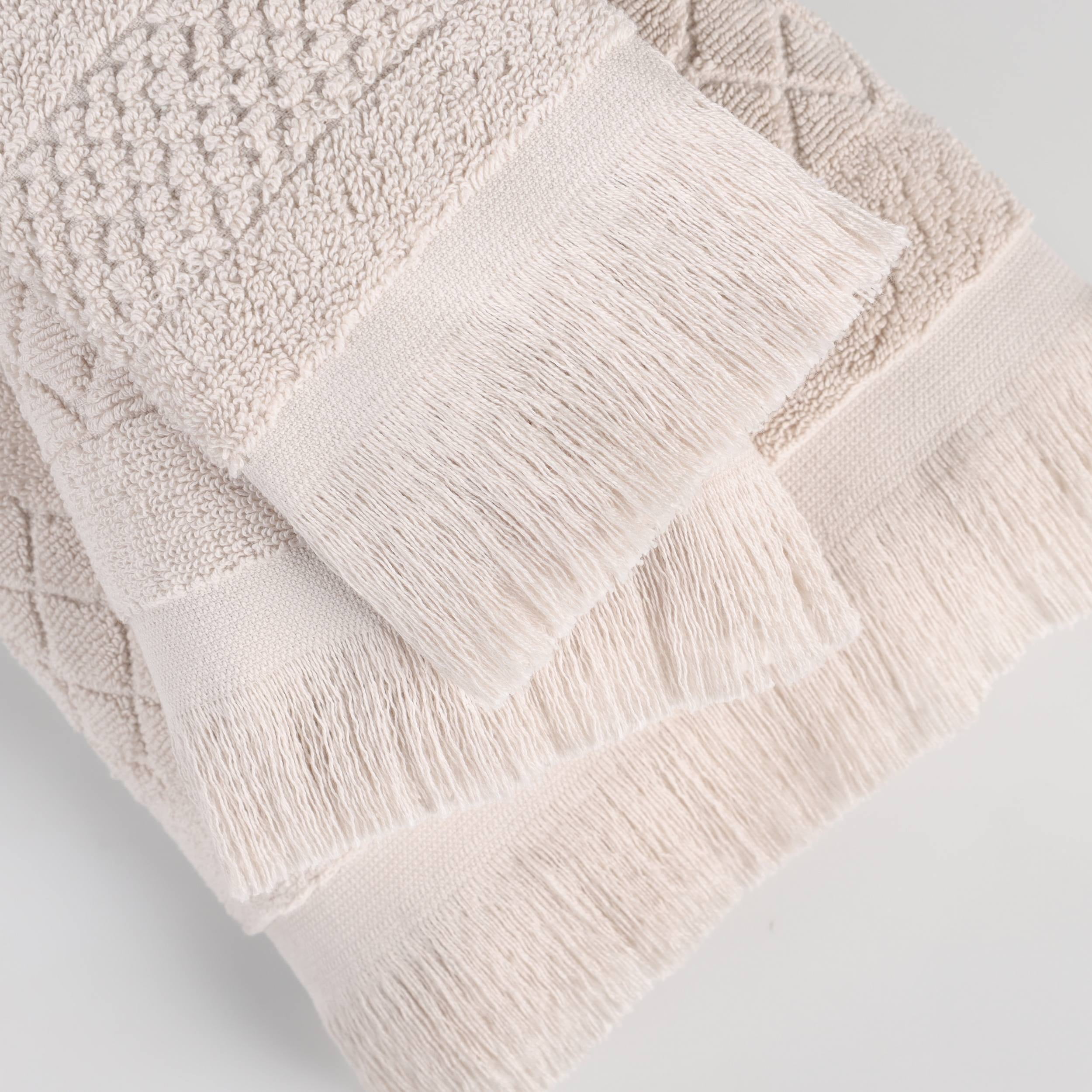 Superior Rolla Geometric Cotton 8 Piece Towel Set, Quick-Dry Ultra Soft Towels, Silver