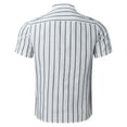 thumbnail image 6 of Mens Casual Stripe Shirt Short Sleeve Stand Collar Shirt Blouse Tops Summer Clothes For Men White M, 6 of 8