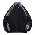 thumbnail image 2 of Zpanxa Men's Color Block Hooded Jacket Long Sleeve with Zipper Pocket, Casual Urban Coat for Street Style Fashion Black XL, 2 of 4