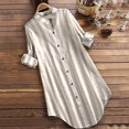 thumbnail image 2 of Blouses Button-Down Shirts for Women Long Sleeve Plus Size Stripe Pocket Loose Blouse Casual Button Shirt Top, 2 of 3