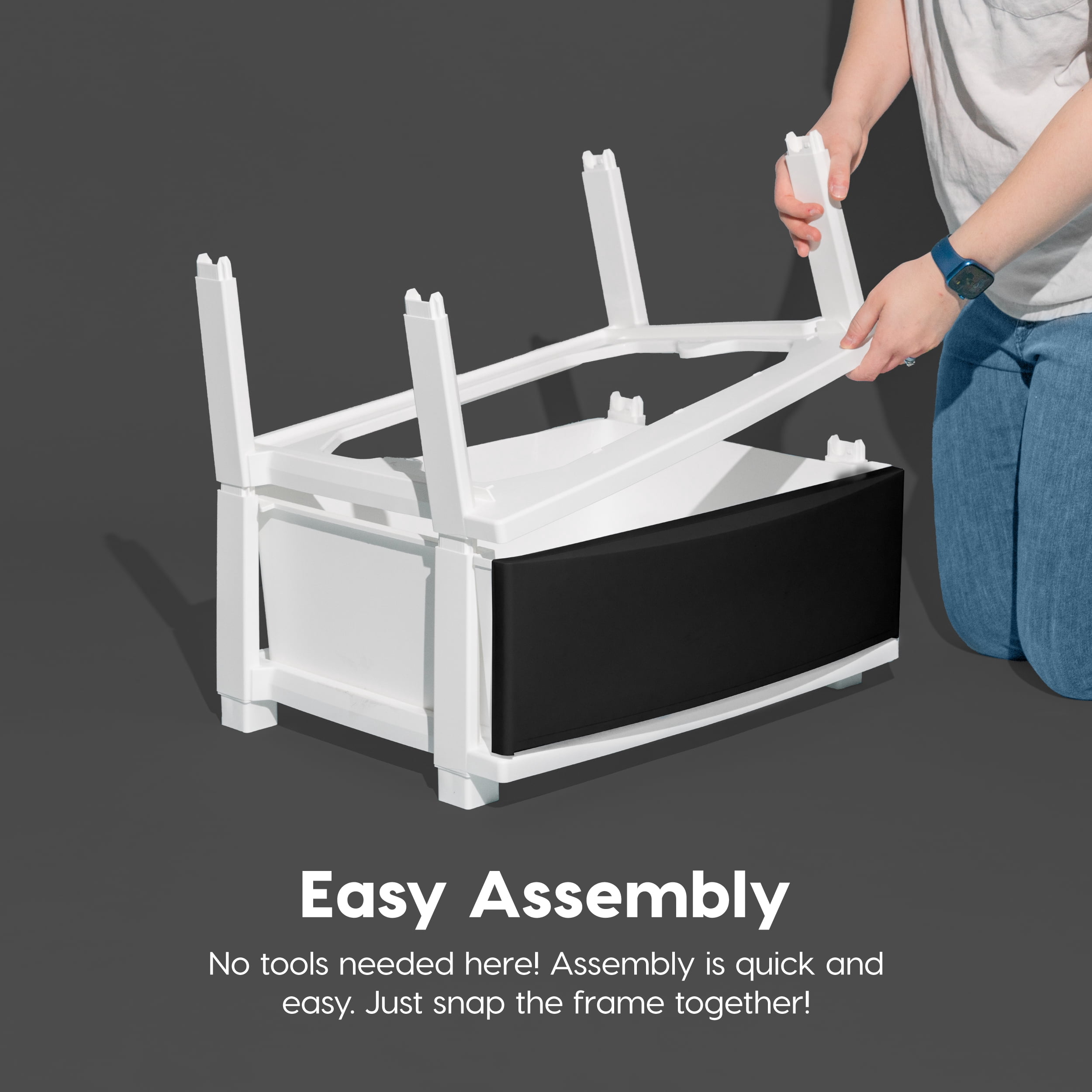 IRIS USA 4 Wide Drawer Storage, Organizer Unit for Bedroom, Closet, Living Room, Nursery, Dorm, White Frame with Matte Black Front Panels, Set of 1