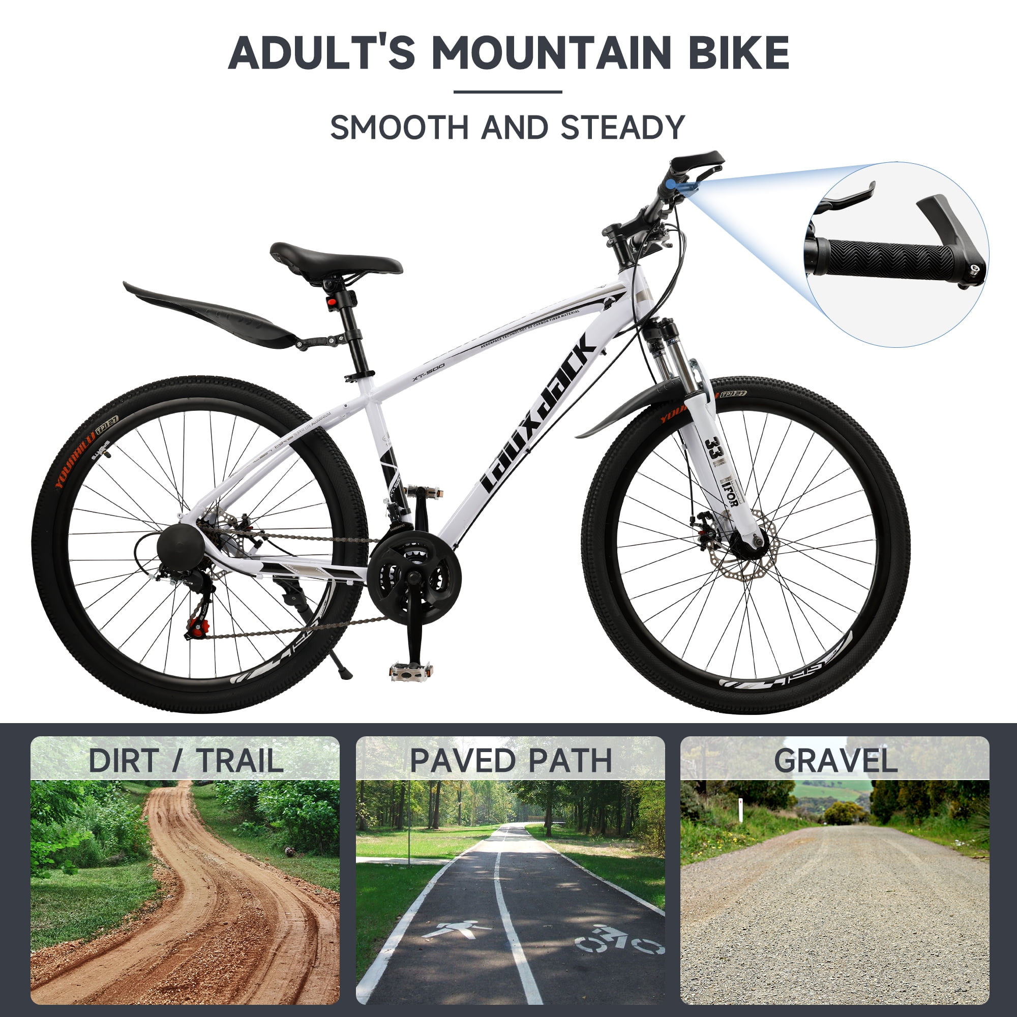 Mountain Bike, 27.5 Inch Shimano 21 Speed, Dual Disc Brake Bike for Men Womens Adult, Front Suspension Bicycle